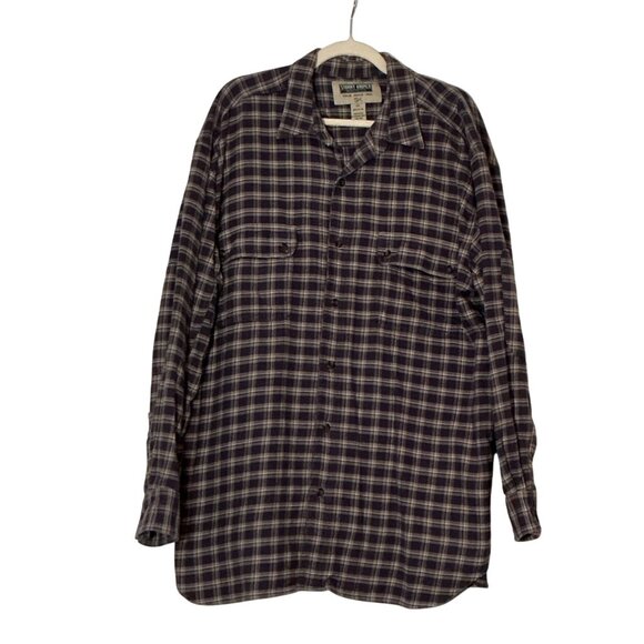 Stormy Kromer Bluish Gray/Off-White Plaid Flannel Shirt Reinforced Elbows XXL - Picture 1 of 9
